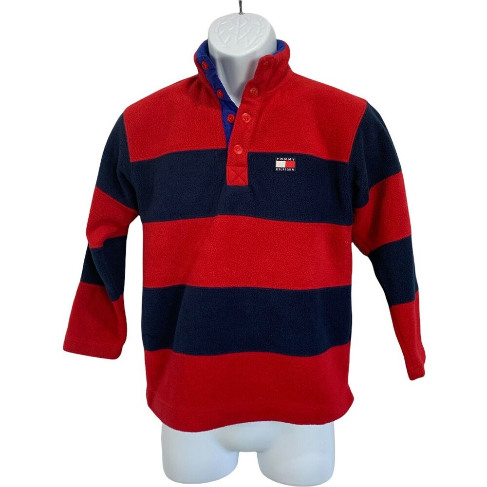 Tommy Hilfiger Mens Polo Shirt Sz Small Long Sleeve Fleece Collared Button Down